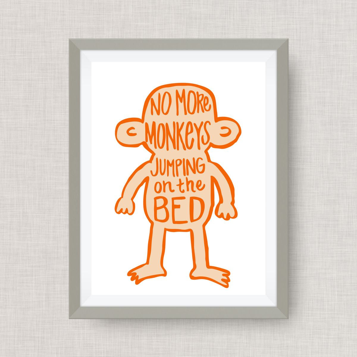 No More Monkeys Jumping on the Bed- Custom Nursery Art - Pick your col   BrightKind Creative