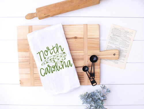 North Carolina Cotton Tea Towel, Dogwood Dish Towel, Kitchen Towel