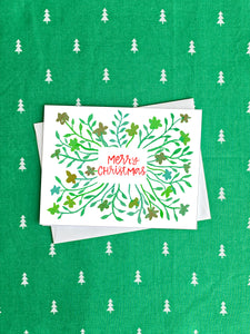 Merry Christmas Card - Floral Watercolor