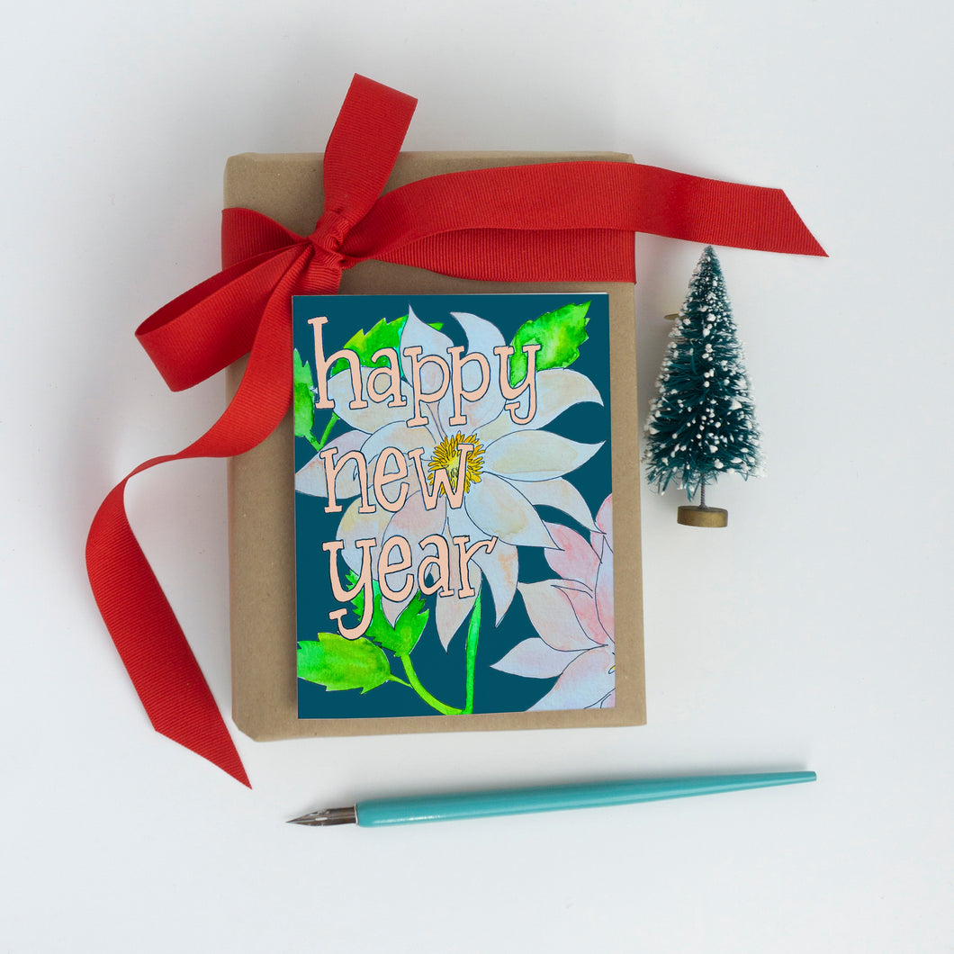 New Years Card - Floral Watercolor