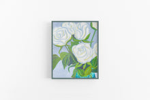 White Rose Floral with blue background art - Kappa Delta