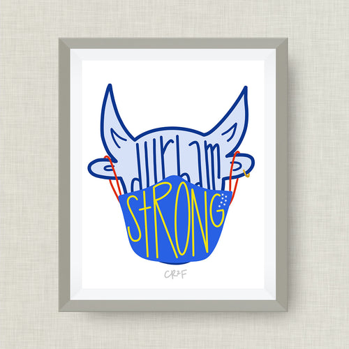 Durham Strong - Bull with Mask Art Print -CR2F