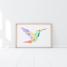 Hummingbird Art Print, rainbow