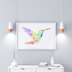 Hummingbird Art Print, rainbow