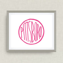Pittsboro Circle Art Print - Pittsboro, NC hand drawn, hand lettered, Option of Real Gold Foil