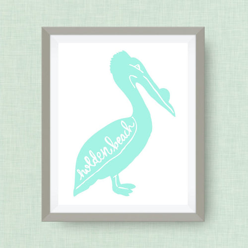 Holden Beach, North Carolina Art Print, Pelican Art Print