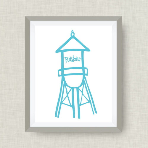 Pittsboro Art Print - Pittsboro, NC hand drawn, hand lettered, Option of Real Gold Foil