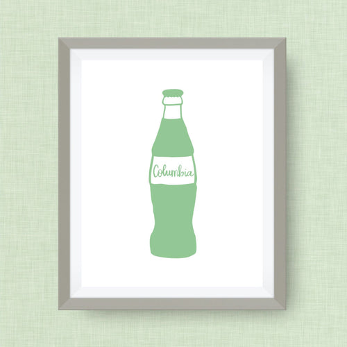 Soda City, Columbia South Carolina Art Print, option of Gold Foil Print