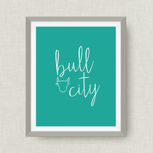 Bull City - Art Print, NC, option of Gold Foil Print