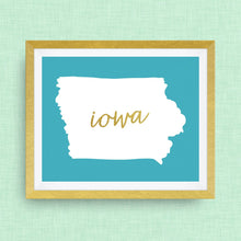 Iowa Art Print, option of Gold Foil Lettering