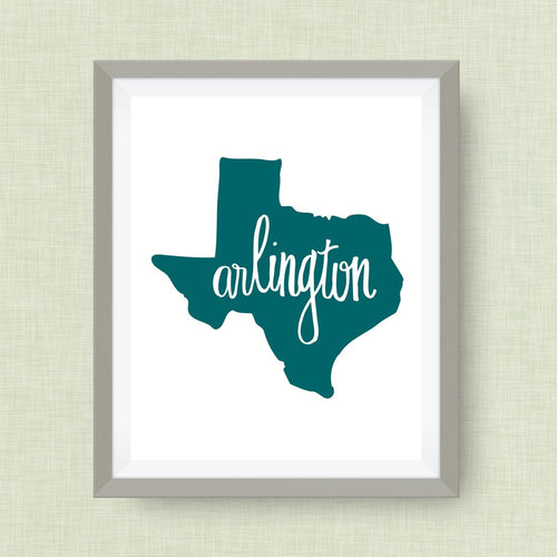 Arlington Art Print in script - hand drawn, hand lettered, Option of Real Gold Foil