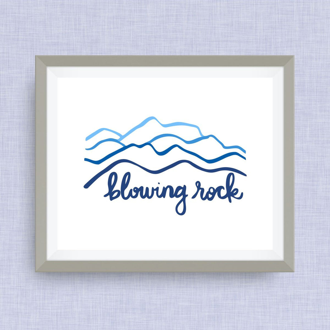 Blowing Rock Art Print - hand drawn, hand lettered, Option of Real Gold Foil
