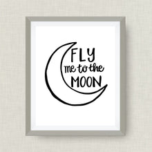 Moon Art - fly me to the moon - option of Gold Foil Print