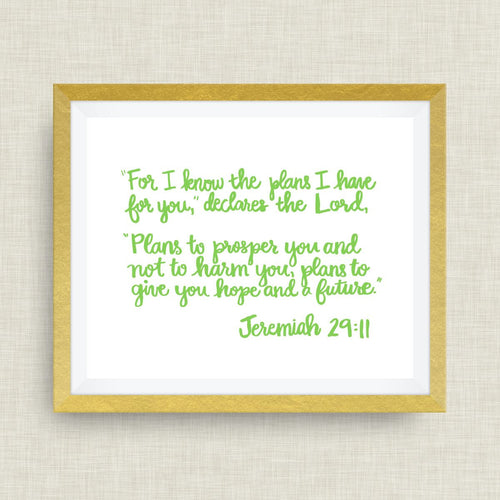 jeremiah 29:11 Bible Verse -  option of gold foil