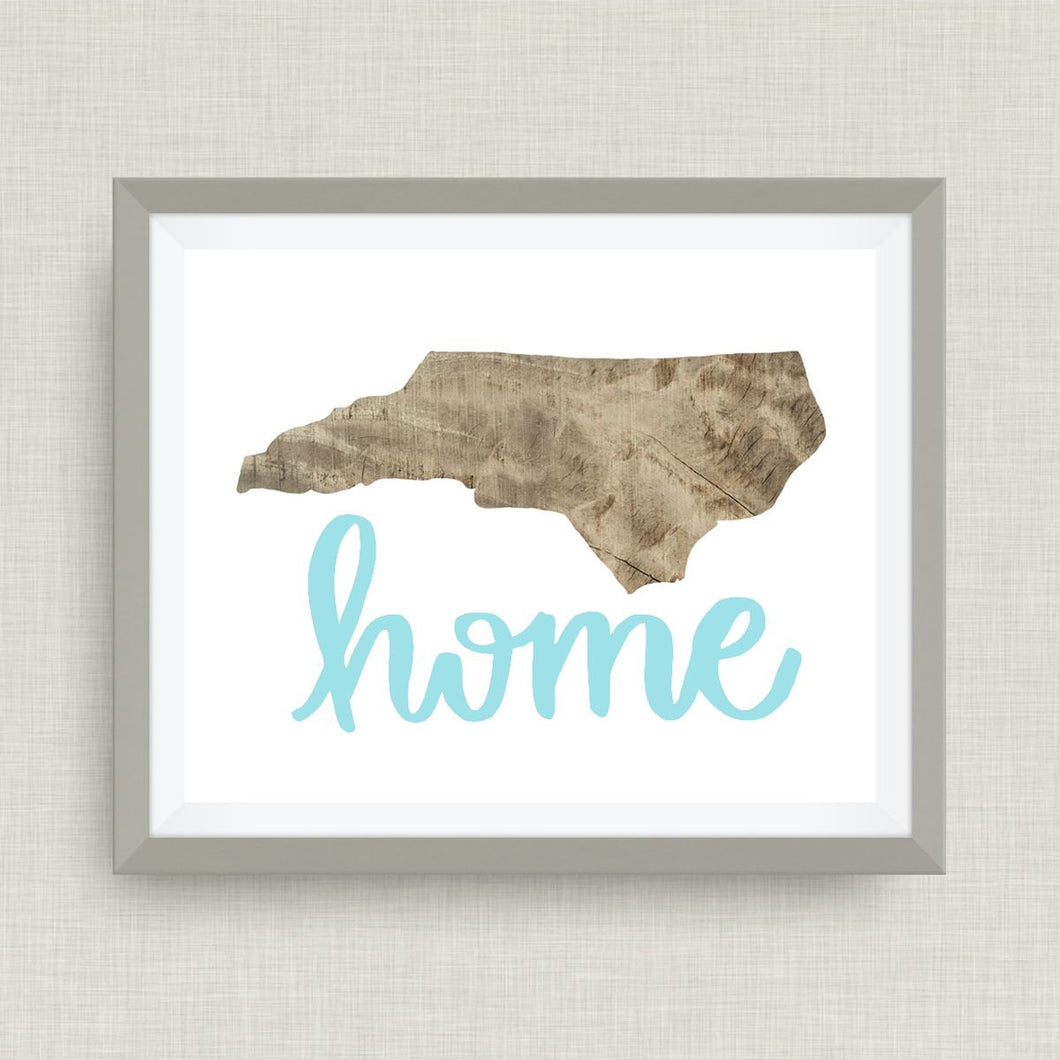 nc home wood print - hand drawn, hand lettered, Option of Real Gold Foil