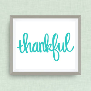 thankful hand drawn, hand lettered, Option of Real Gold Foil