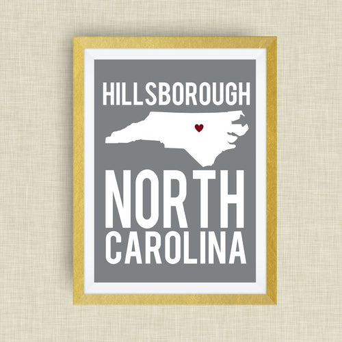 Hillsborough North Carolina Print, - State Art Print