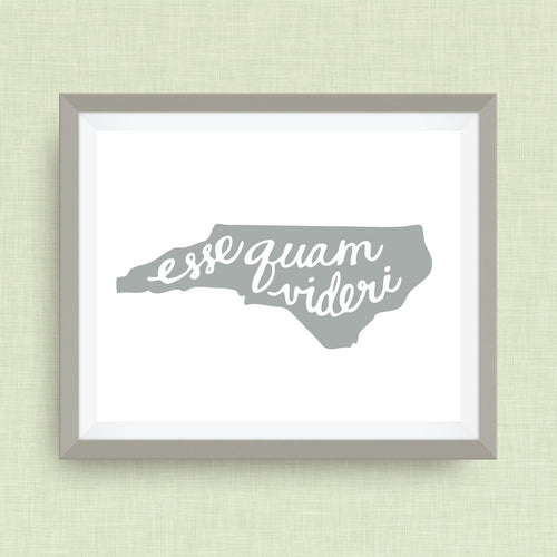 North Carolina Art Print - esse quam videri, Hand Lettered, option of Gold Foil, Wedding Art
