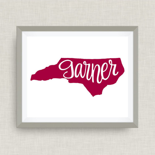 garner nc. script hand lettering. option of Gold Foil