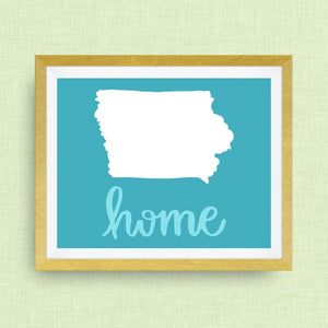 iowa home print - hand drawn, hand lettered, Option of Real Gold Foil