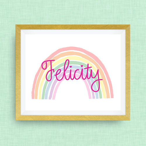 Rainbow Name Print- Custom Nursery Art - Pick your colors!