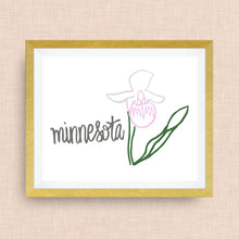 Minnesota Art Print, Pink Lady Slipper, State Symbol, twin cities