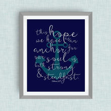 Hope and Anchor Bible Verse -  navy and teal