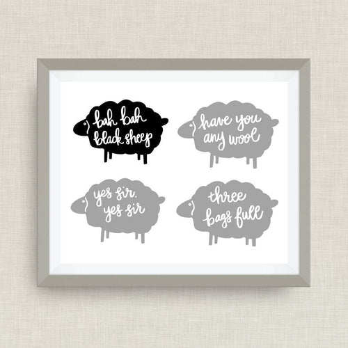 bah bah black sheep- Custom Nursery Art - Pick your colors!