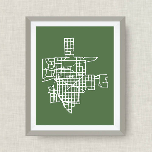 Tulsa Oklahoma Map Art Print, Tulsey Town, option of Gold Foil Print