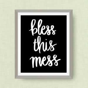 bless this mess - hand drawn - option of gold foil print