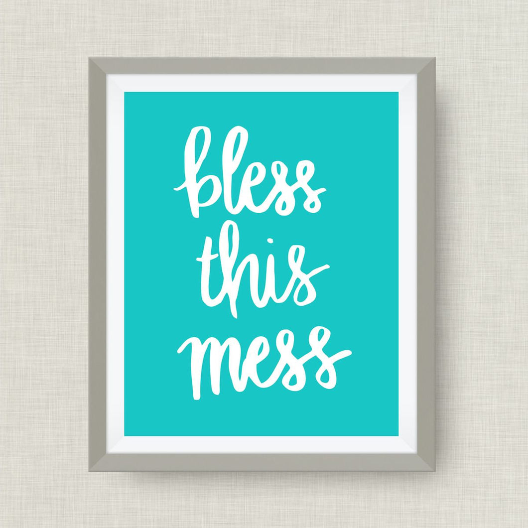 bless this mess - hand drawn - option of gold foil print