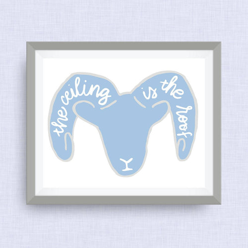 the ceiling is the roof - art print, hand drawn