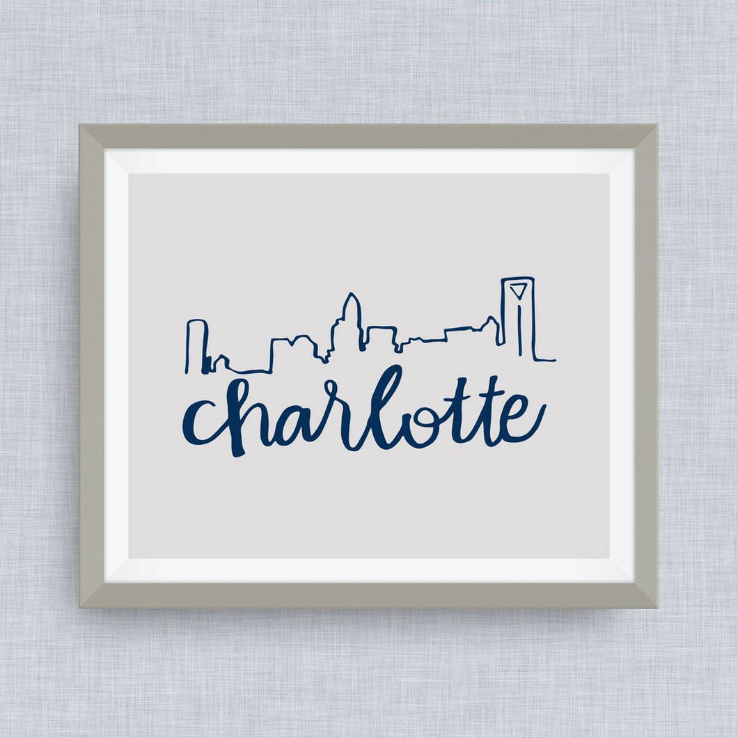 charlotte skyline art print - queen city