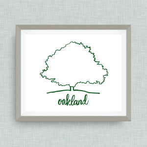 Oakland Art Print -  hand drawn, hand lettered, Option of Real Gold Foil