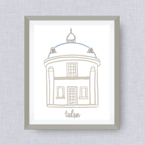 Tulsa, blue dome, Tulsey Town, tornado, driller, option of Gold Foil Print