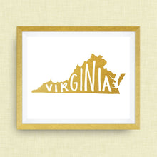 Virginia art print - hand drawn, with heart, option of gold foil