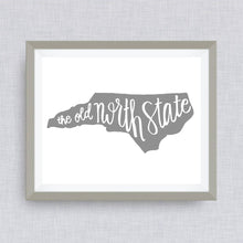 The Old North State, North Carolina art print - hand drawn, hand lettered, Option of Real Gold Foil