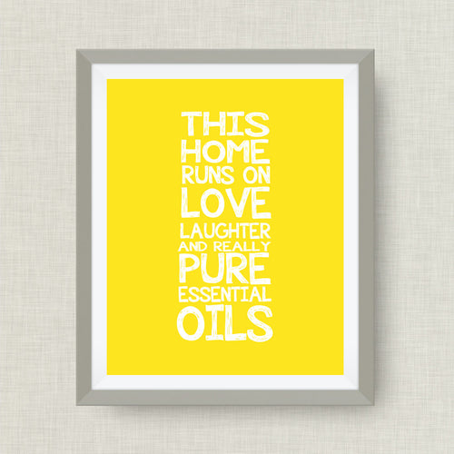 essential oil art print - love, home, pure oils, laughter - option of real gold foil, rainbow, watercolor