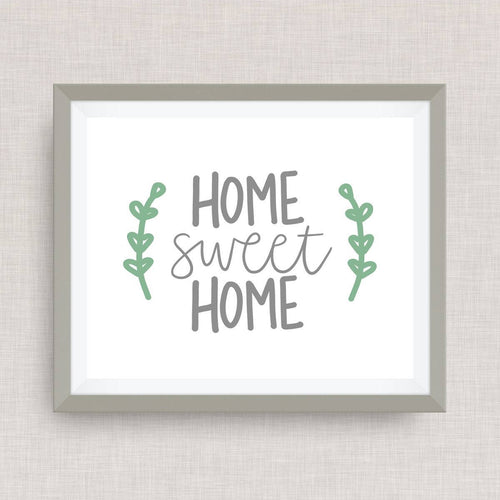 home sweet home home print - hand drawn, hand lettered, Option of Real Gold Foil