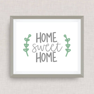 home sweet home home print - hand drawn, hand lettered, Option of Real Gold Foil