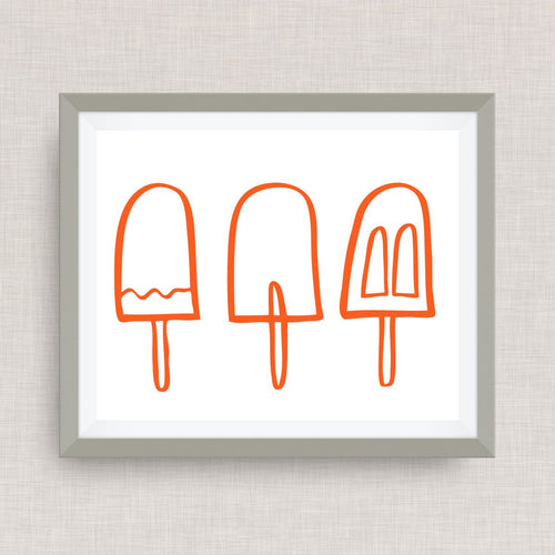 hand drawn popsicle art print - Option of Real Gold Foil