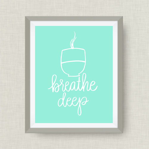 breathe deep -essential oil art print - option of real gold foil, rainbow, watercolor