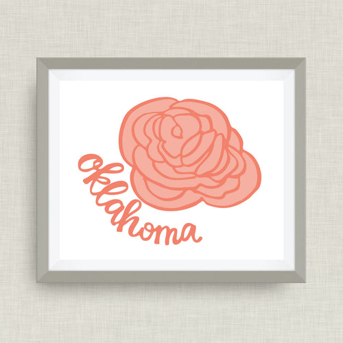 Oklahoma rose rock. okie art, tulsa, oklahoma city option of Gold Foil Print