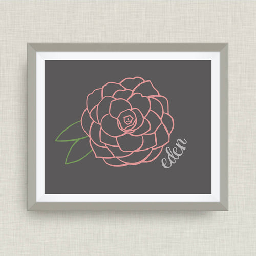 Eden NC - Camellia Flower - Art Print, Raleigh NC, option of Gold Foil Print