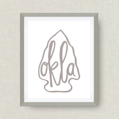 Oklahoma arrowhead. okie art, tulsa, oklahoma city option of Gold Foil Print