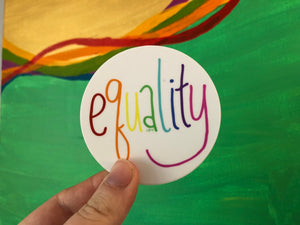 rainbow equality sticker - laptop sticker, bumper sticker, water bottle sticker, pride sticker