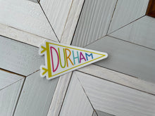 durham sticker - bright DURHAM pennant