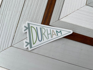 durham sticker - DURHAM pennant - bull city laptop sticker, bumper sticker, water bottle sticker