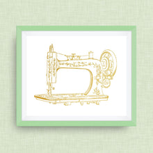Sewing Machine Art Print, option of Gold Foil Print