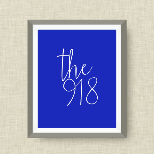 Tulsa Oklahoma Art Print, 918, option of Gold Foil Print